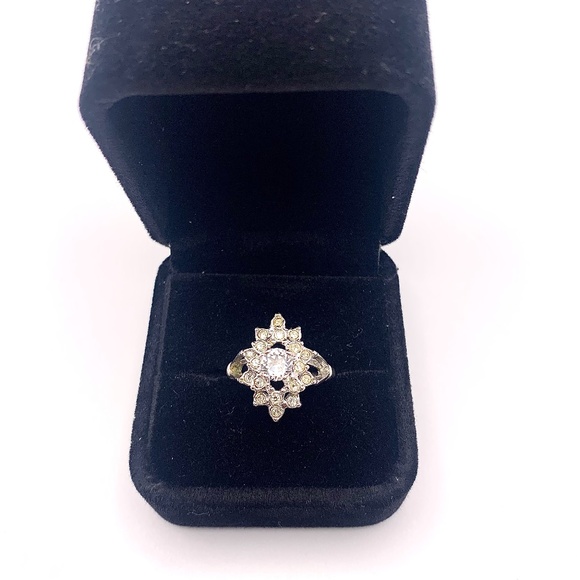 Vintage silver-plated Uncas Art Deco Ring, size 8 - Picture 2 of 10